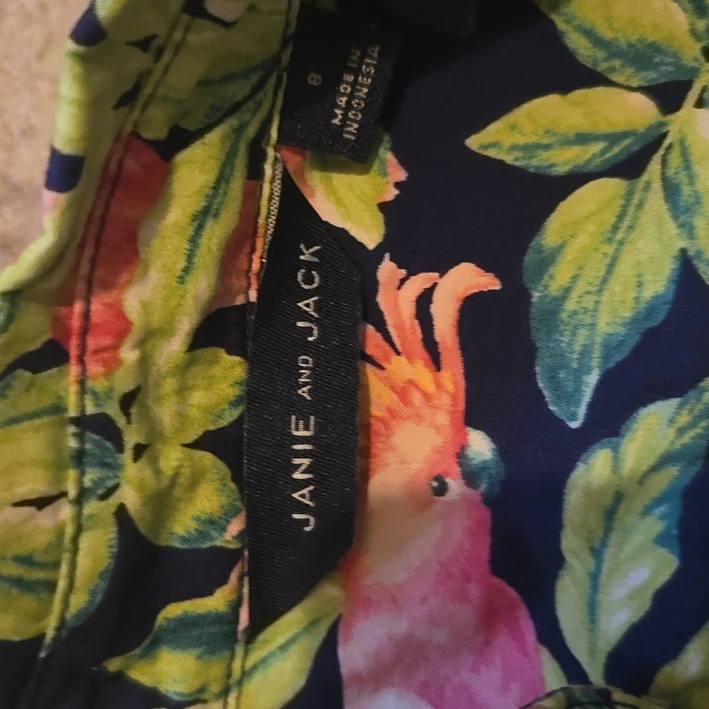 Janie And Jack Tropical Parrot Print Kids  Swim Set 8 - Picture 2 of 4